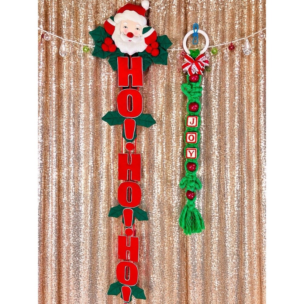Vintage Christmas Wall Decor Lot Santa Ho Ho Ho & Joy Hanging Decorations